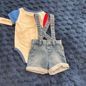 NWT Cat & JackKids Colorblock Short Sleeve One-Piece Bodysuit - Neutral/Red/Blue